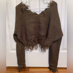 Distressed Green Sweater